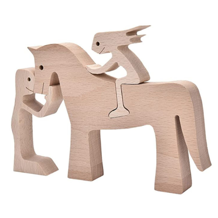 Escultura de Madera para Decoración de Hogar con Perro y Dueño - Regalo de Navidad para Amantes de los Animales — imagen 2