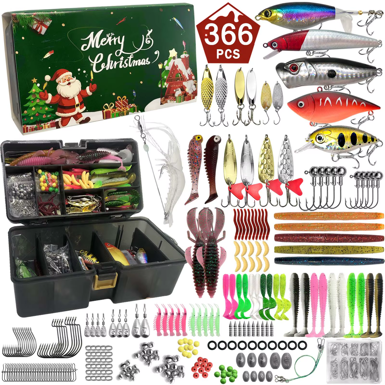 411/366/136/86Pcs of Christmas Fishing Lure Set with Storage Box, Which Is Common in Salt Water and Fresh Water — imagen 2