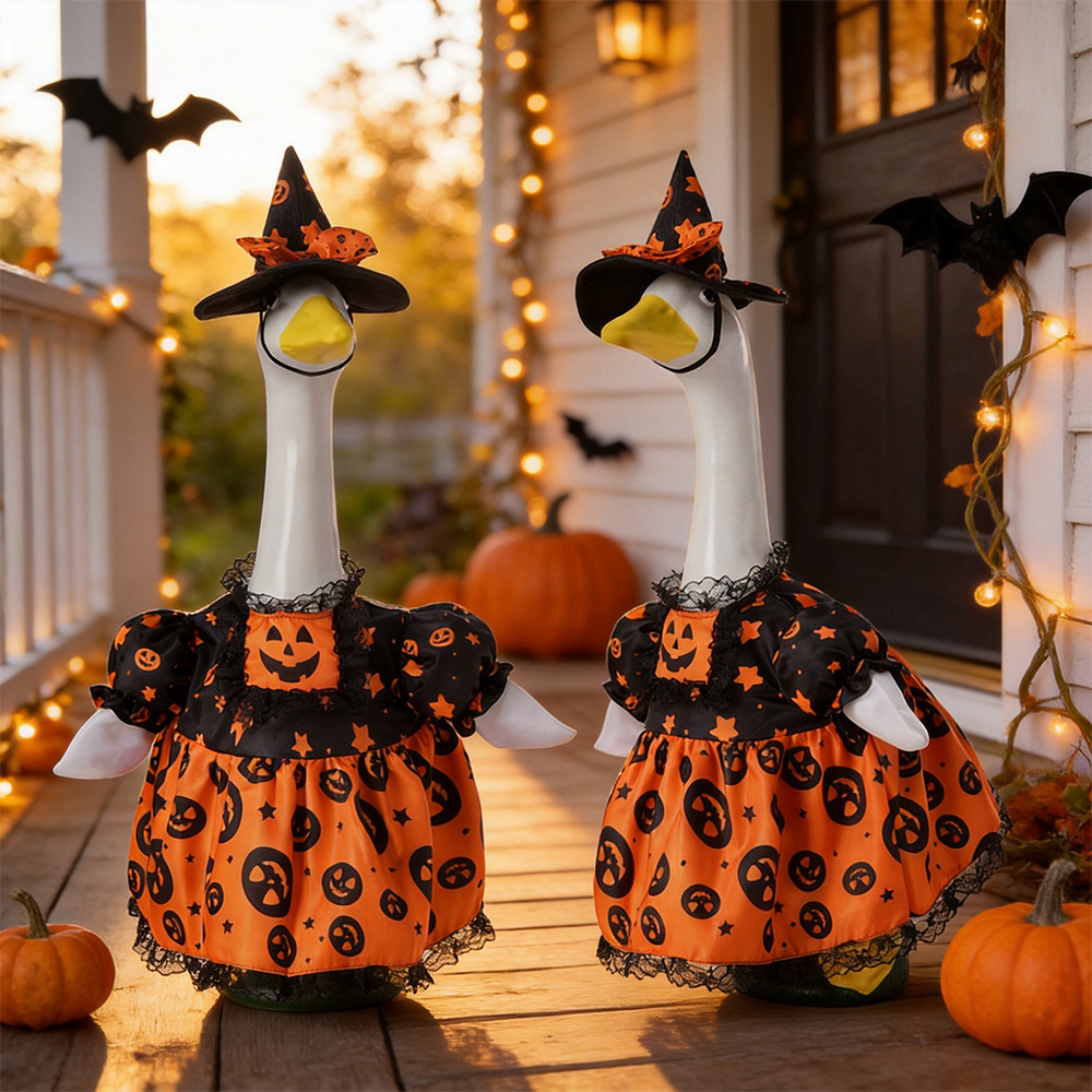 Halloween Porch Goose Costume Large White Goose Festival Yard Decoration Hat and Clothing — image 2