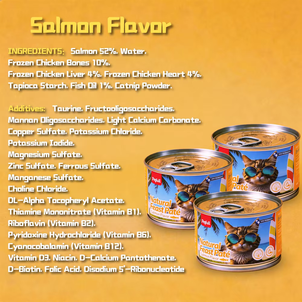 Comida enlatada para mascotas de Petfull - 170g x 24 latas, sabor salmón, pollo, atún y carne de ternera para gatos y perros — imagen 4