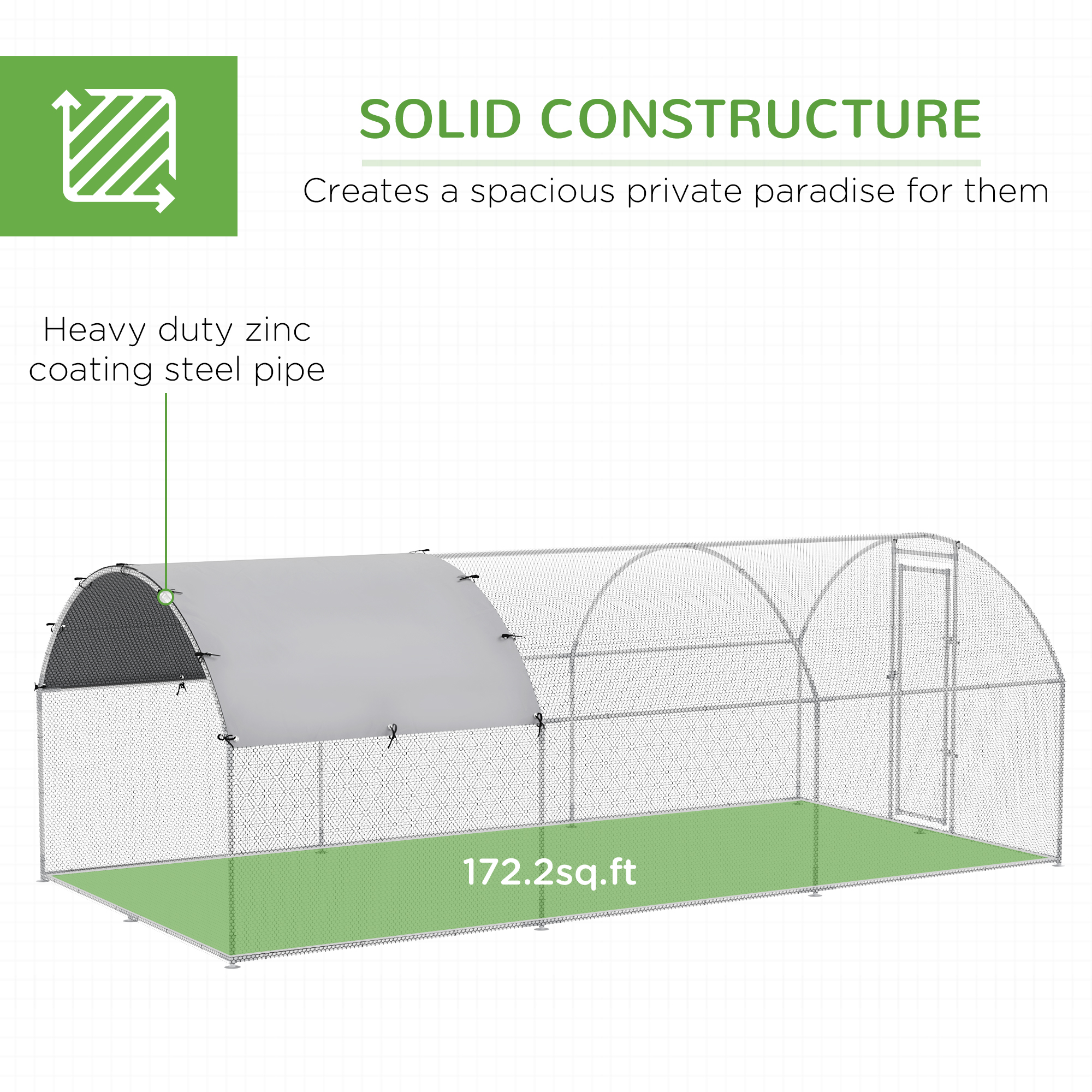 Large Chicken Coop Metal Chicken Run with Waterproof and Anti-UV Cover, Dome Shaped Walk-in Fence Cage Hen House for Outdoor and Yard Farm Use, 1" Tube Diameter, 9.2 x 18.7 x 6.5 — imagen 2