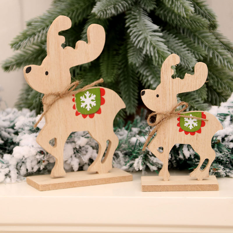 Christmas wooden desktop ornaments, shop window displays, DIY assembly, small gifts, Christmas deer decorations, and supplies — image 3
