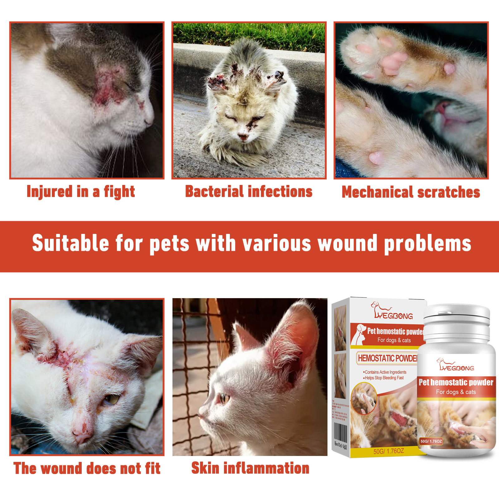 Pulver de Hemostasia para Mascotas, Poderoso Detén Sangrado Rápido para Cuidado de Heridas en Perros y Gatos — imagen 4