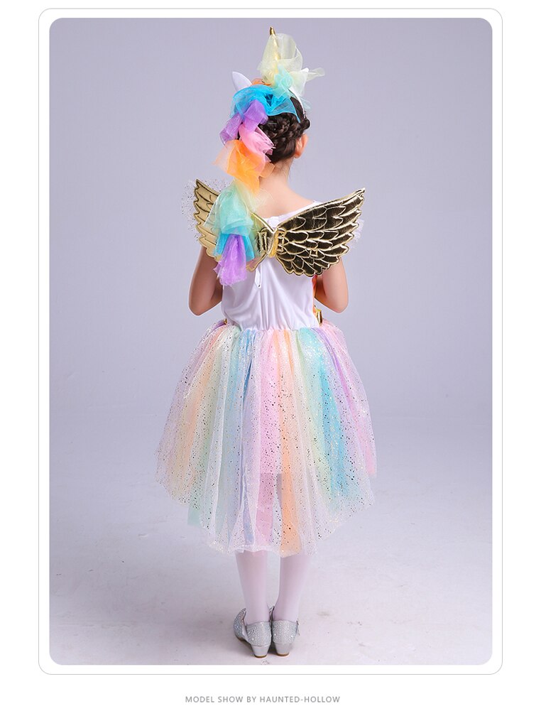 Disfraz de Unicornia Arcoíris para Niñas con Tutú, Alas y Diadema de Cabeza para Fiesta de Halloween, Cumpleaños o Navidad — imagen 4