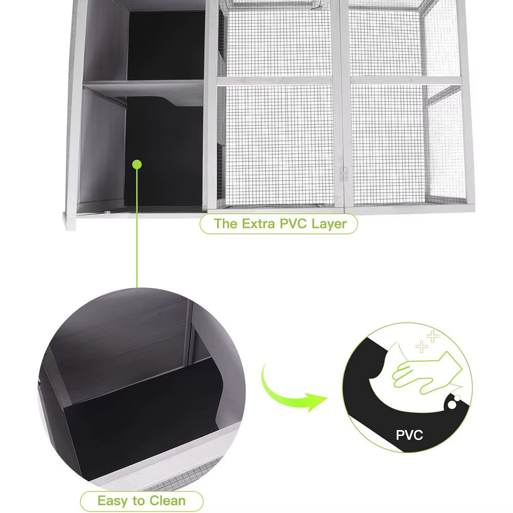 Rabbit Hutch Indoor, Bunny Cage Outdoor, Small Animal House with Large Run — image 3