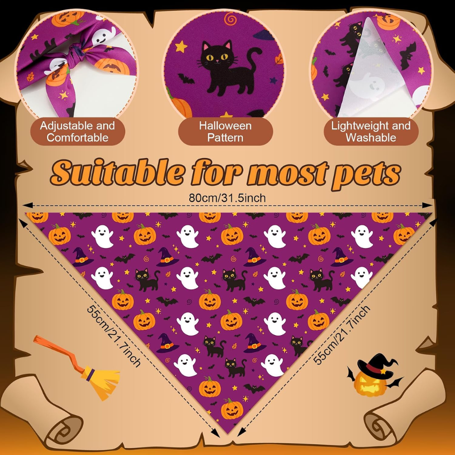 50 Pcs Halloween Dog Bandanas Bulk For Charm Large Pets 31.5 X 21.7 X21.7 In Pumpkin Ghost Soft Triangle Bibs For Dog Lover Gifts, Adjustable — image 2