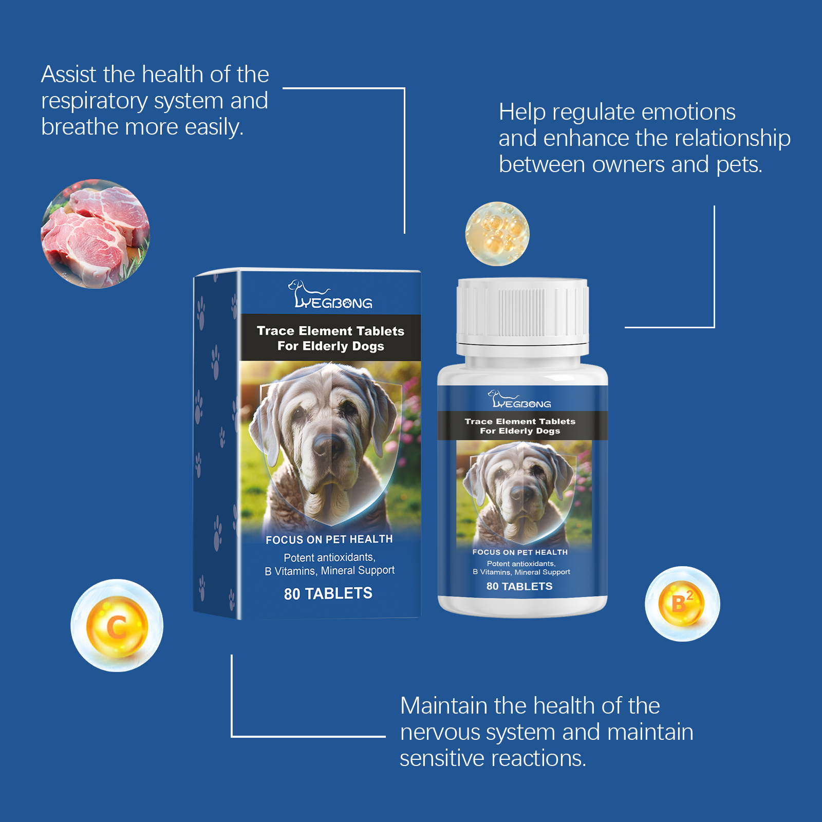 Tabletas de Elementos Traza para Perros Mayores - Suplemento Multimineral para Caninos Ancianos que Apoya Salud Ósea, Pelo y Digestión — imagen 8