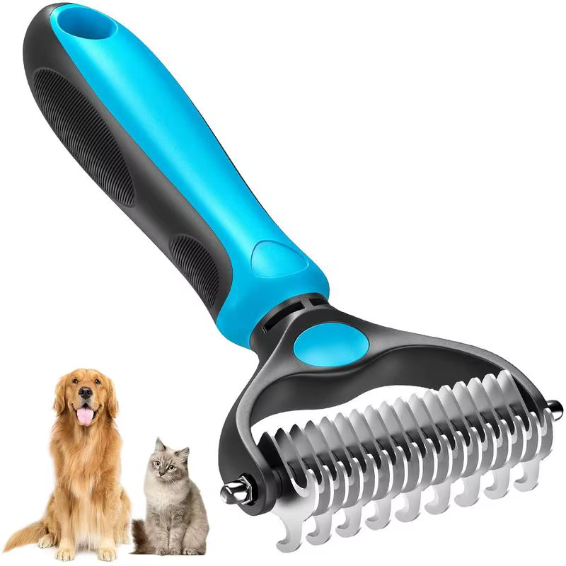 2in1 Stainless Pet Deshedding Brush Dog Hair Remover Pet Fur Knot Cutter Puppy Cat Comb Brushes Dogs Grooming Shedding Supplies — image 2