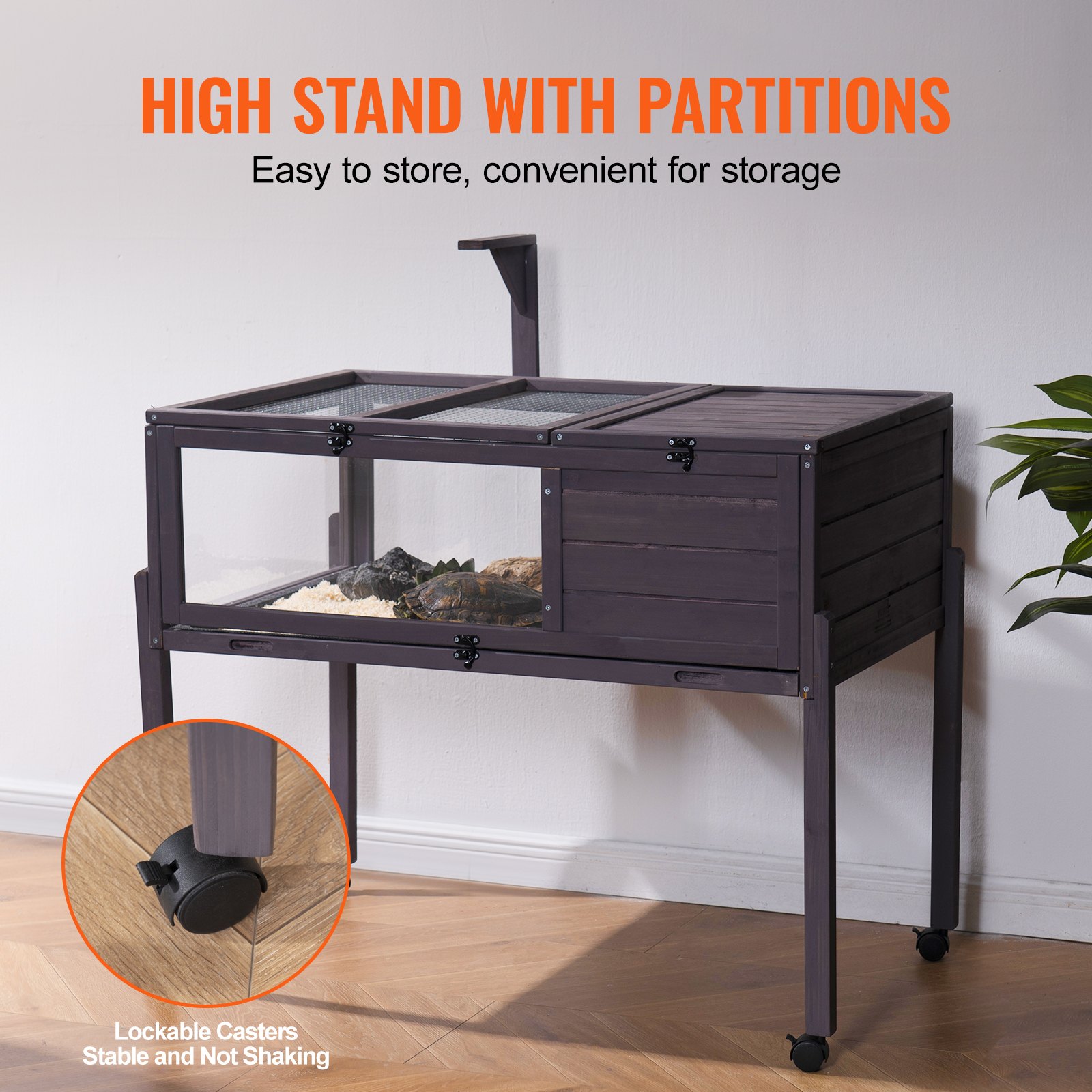 Wooden Tortoise House Rolling Tortoise Habitat Indoor & Outdoor For Snakes — imagen 3