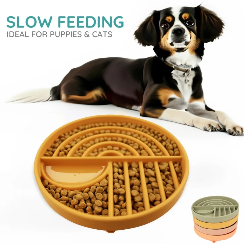 Dog Cat Pet Slow Food Bowl Cat Anti-Knockover Anti-Slip Food Bowl Puppy Anti-choking Silicone Feeder Toy Food Plate Pet supplies — image 1