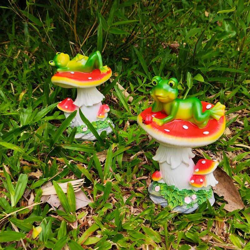 Frog and Mushroom Courtyard Balcony Bonsai Decoration — imagen 6