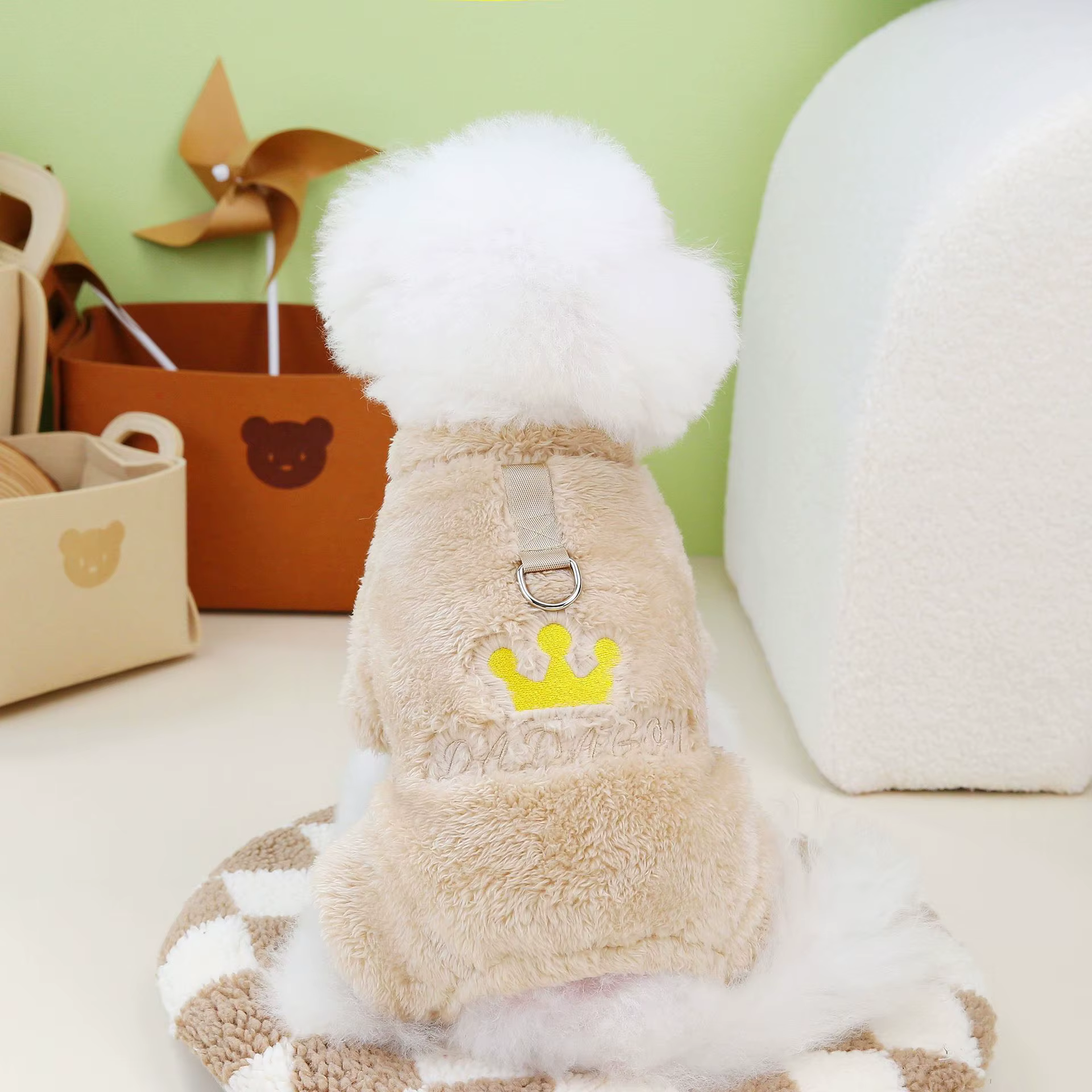 Pet Dog Clothes Soft Warm Fleece Dogs Jumpsuits Crown Pattern Pet Clothing for Small Dogs Puppy Cats Costume Coats — image 5