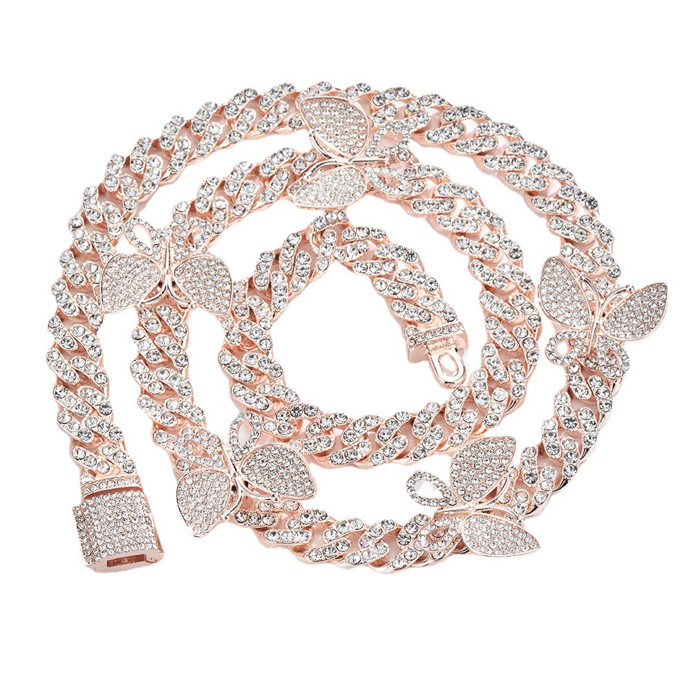 Accesorios para Mariposas Cadena Cubana 15mm Geométrico Collar de Cuello Pulsera Joyería — imagen 1