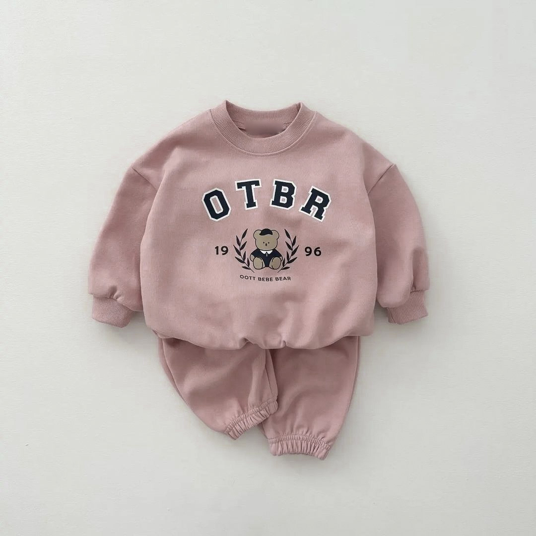 Baby bear letter print cotton hoodie set, kids' long-sleeve top and pants two-piece set — image 8