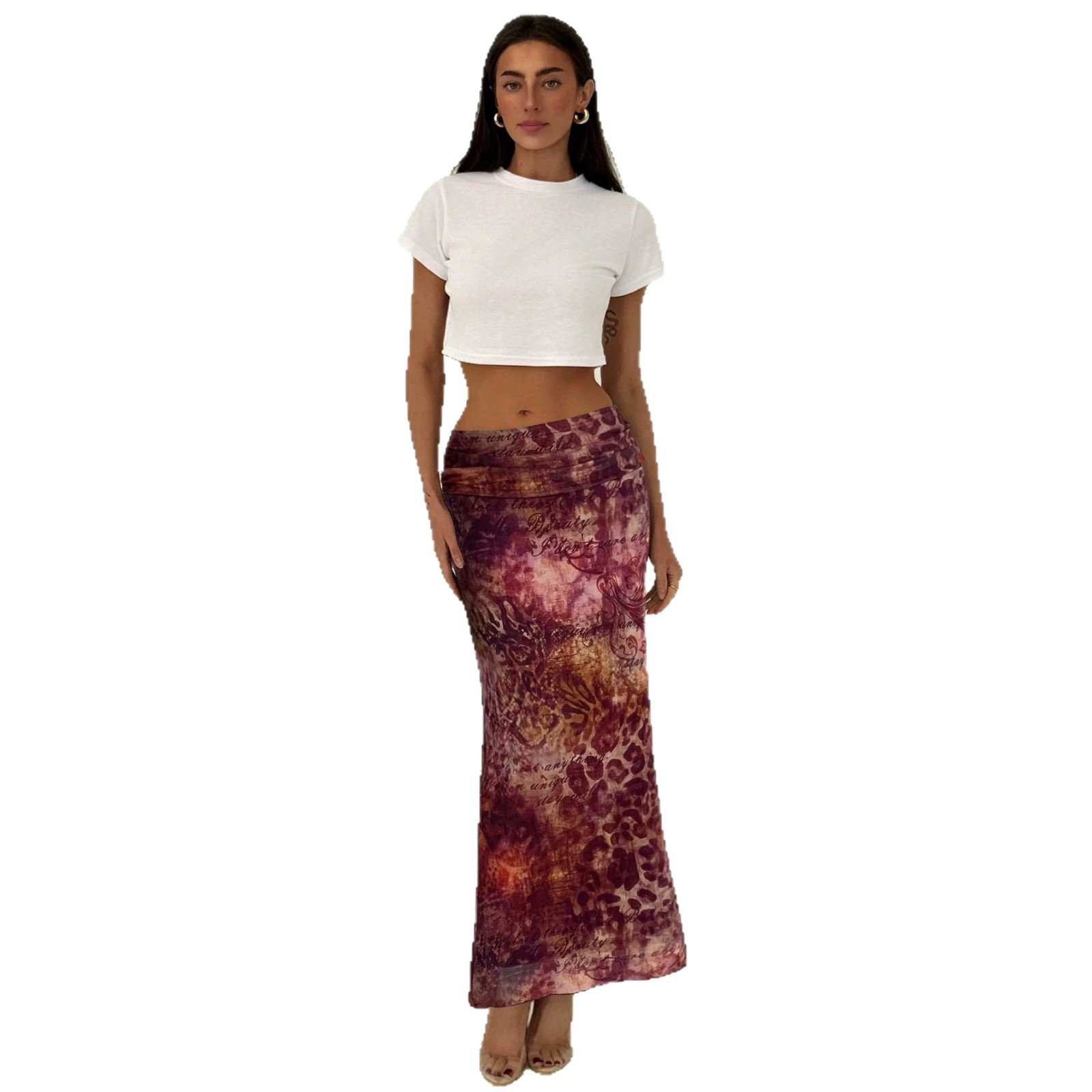 Vestido de Pescado de Cintura Alta con Malla Impreso en Alto, Fino y Ajustado — imagen 1