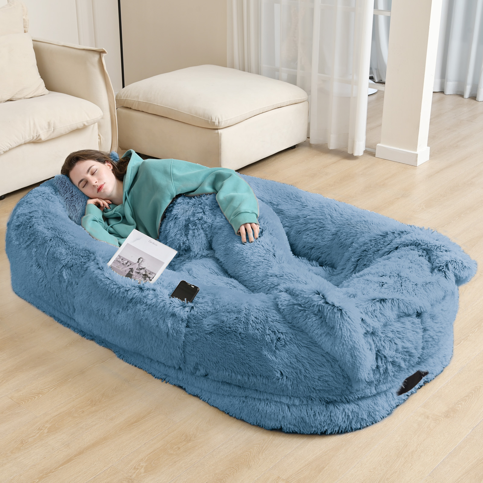 Cama para Adultos y Mascotas de Gran Tamaño: Colchón de Felpa Sofocreado con Soporte Ortopédico — imagen 10