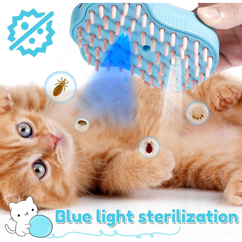 Pulidora de Vapor Recargable con Forma de Garra de Gato: Cepillo para Mascotas con Dientes de Silicón Suaves para Masaje, Pérdida de Pelo y Eliminación de Pelos — imagen 6