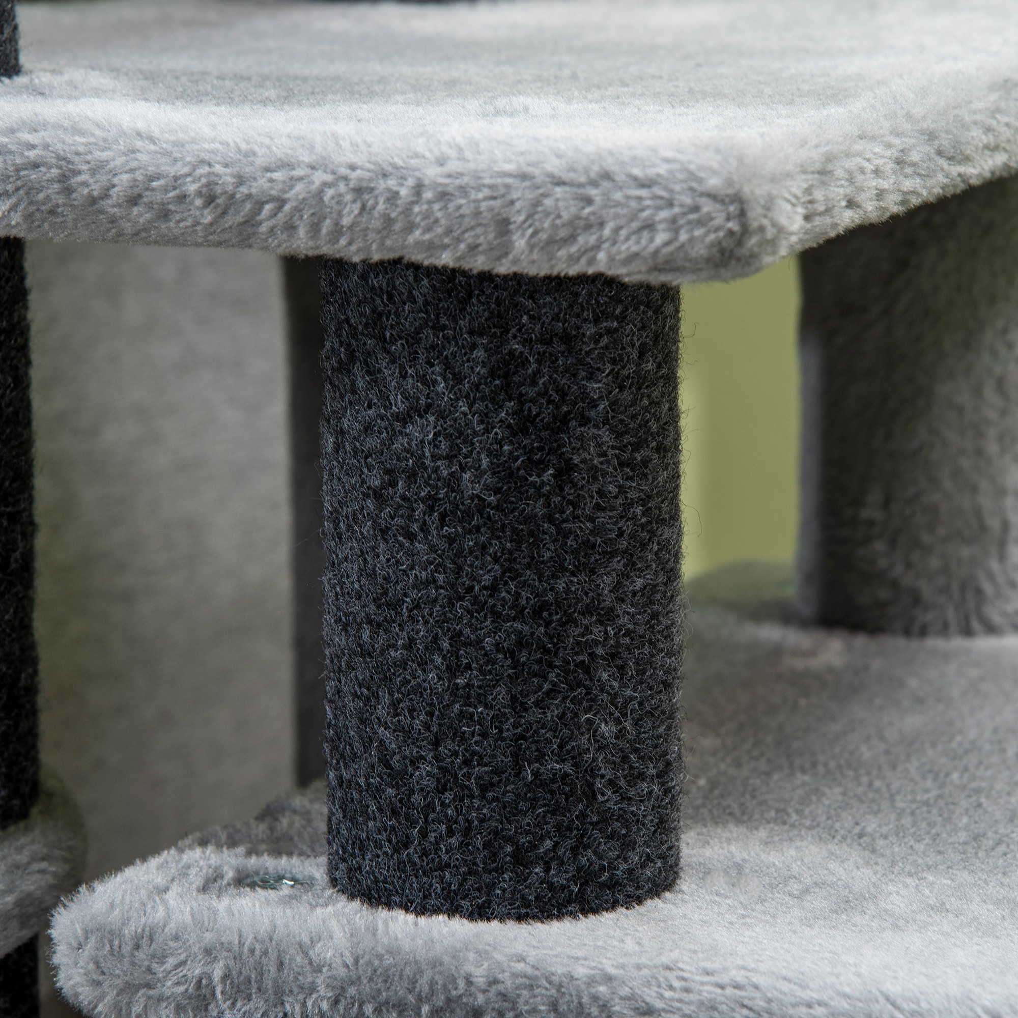 Adjustable Height 3 Step/4 Step Cat Stairs with Cat Scratching Post, Cat Condo, Toy Ball, for Bed, Sofa, Couch, Gray — image 6