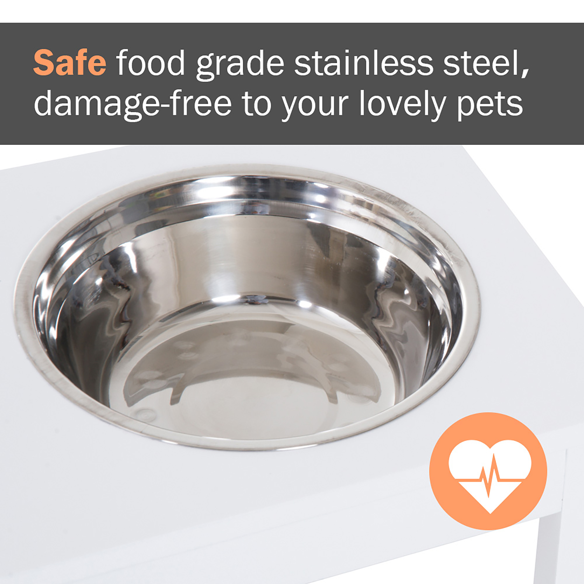 23" Wooden Heavy Duty Dog Food Bowls Pet Elevated Feeding Station -White — imagen 5