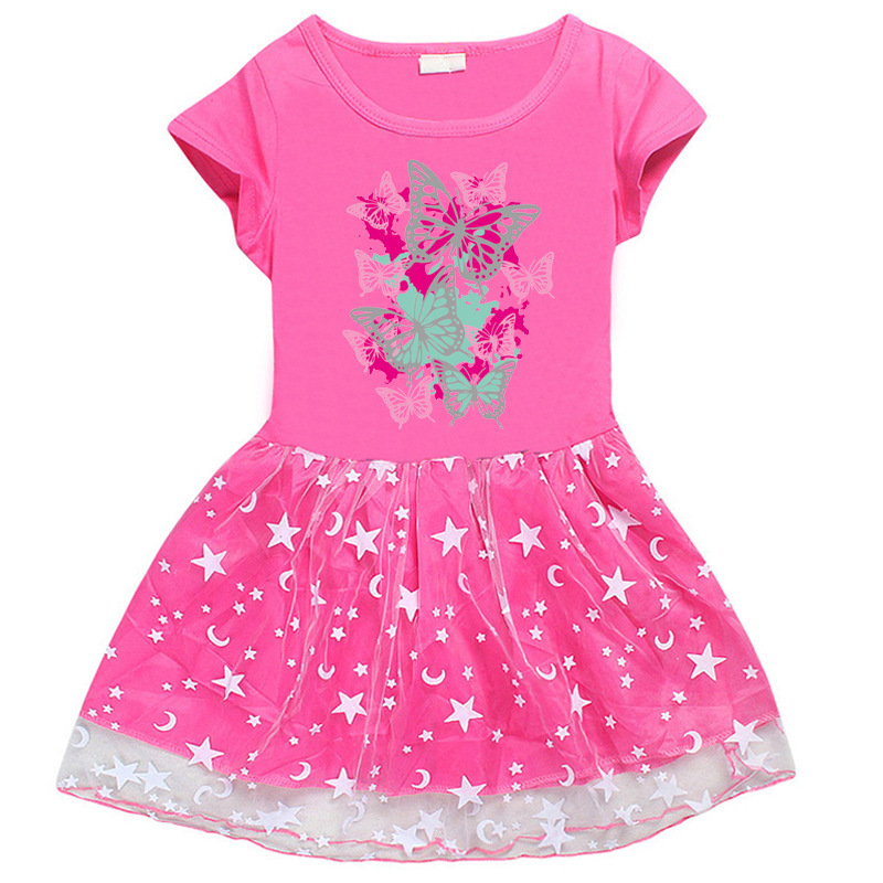 Girls' dress with pure cotton butterfly print cartoon — image 4