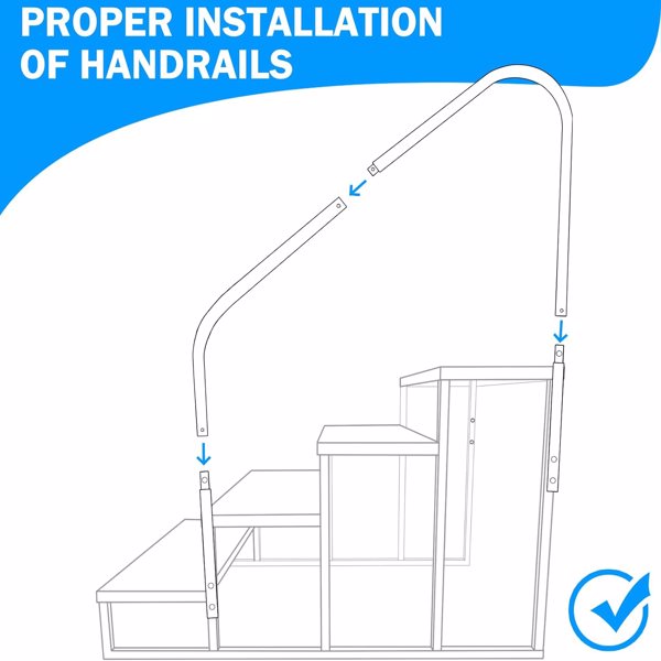 Escalera de Pasos para Caravanas, 4 Peldaños con Barra Manual, Escaleras Seguras para Jacuzzis y Piscinas Exteriores, Móvil para Hogar en Ruedas, 660 lbs Capacidad para Estantería Exterior — imagen 6
