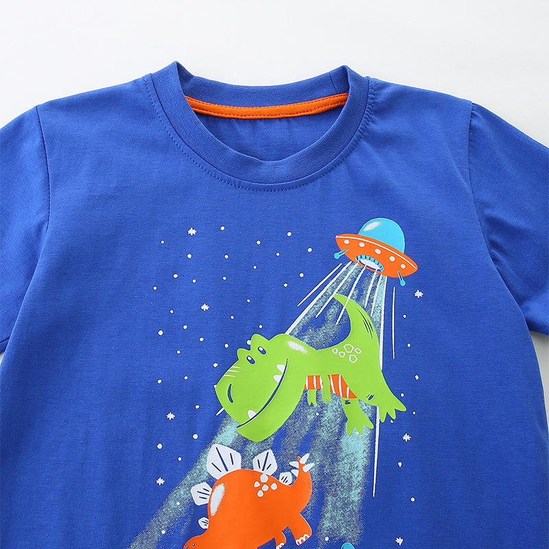 Dinosaur print short sleeved round neck T-shirt — image 5