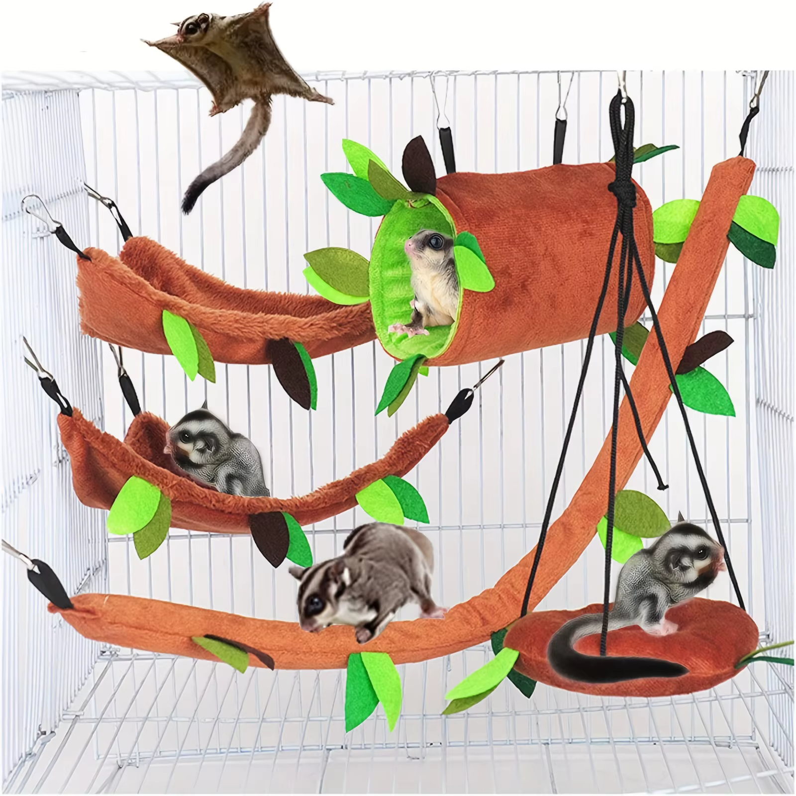 5pcs/set Hamaca de Peluche de Algodón para Hámster, Columpio Redondo para Ratas, Roedores, Animales Pequeños y Cuyos, Nidos de Doble Capa, Suministros para Mascotas — imagen 1