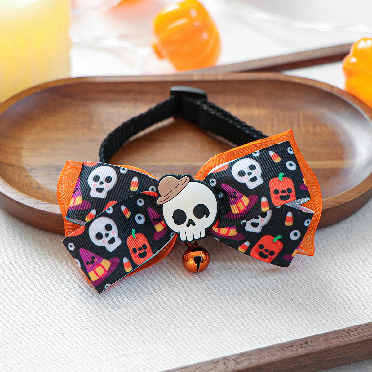 Pet Halloween Pet Collar with Funny Pumpkin Decoration, Dog Collar with Bow Tie, Cat Scarf for Small Dogs — image 10
