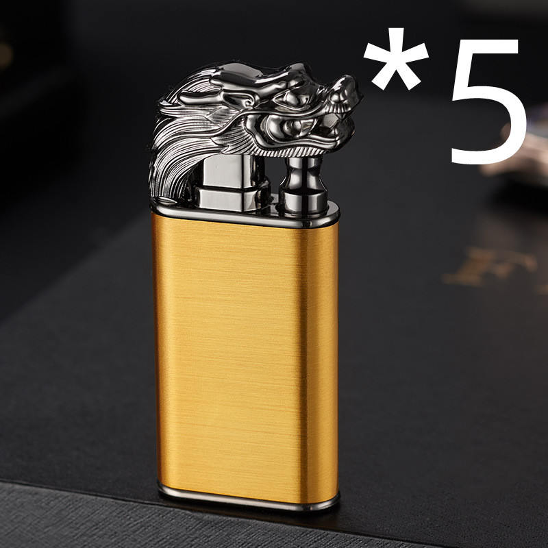 Creative Blue Flame Lighter Dolphin Dragon Tiger Double Fire Metal Winproof Lighter Inflatable Lighter — image 22