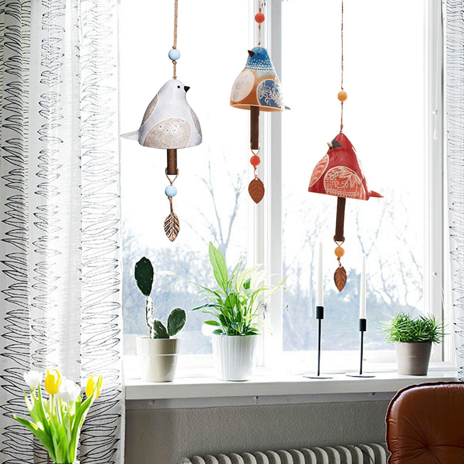 BIRD SONG BELL Resin Handicraft Wind Chime Pendant Garden Home Decoration — image 4
