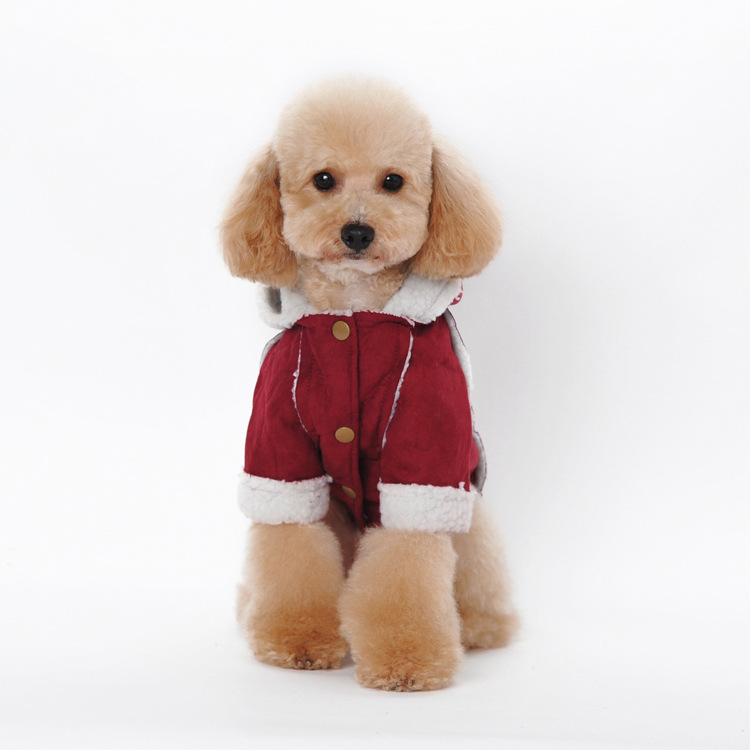 Winter New Pet Clothes Lamb Velvet Coat British Simple Solid Color Dog Warm Cotton Coat — image 2