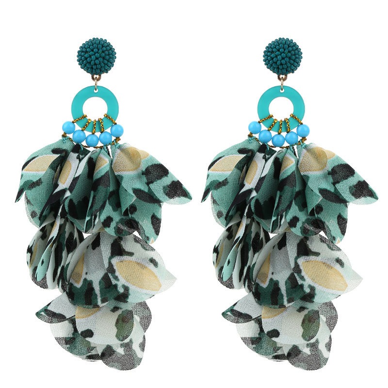 Pendientes de flecos con estampado de leopardo, modernos y exagerados — imagen 6