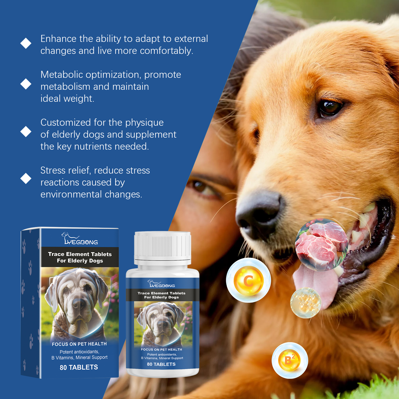 Tabletas de Elementos Traza para Perros Mayores - Suplemento Multimineral para Caninos Ancianos que Apoya Salud Ósea, Pelo y Digestión — imagen 5