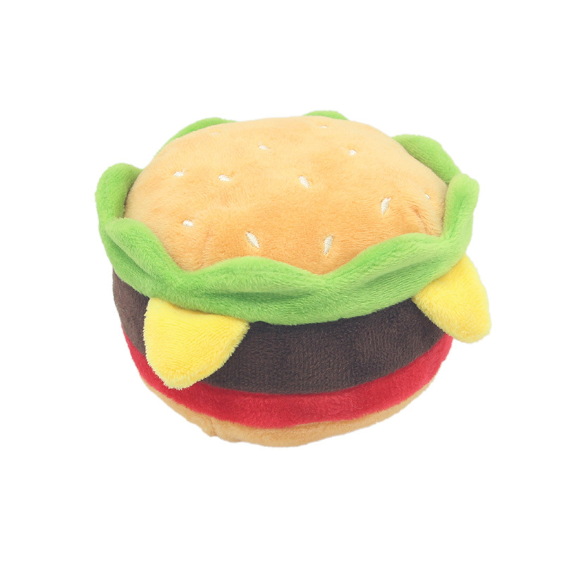 New Hamburger Pet Plush Toy Sounding Toy French Fries Burger Milkshake Cup With Bb Call — image 3