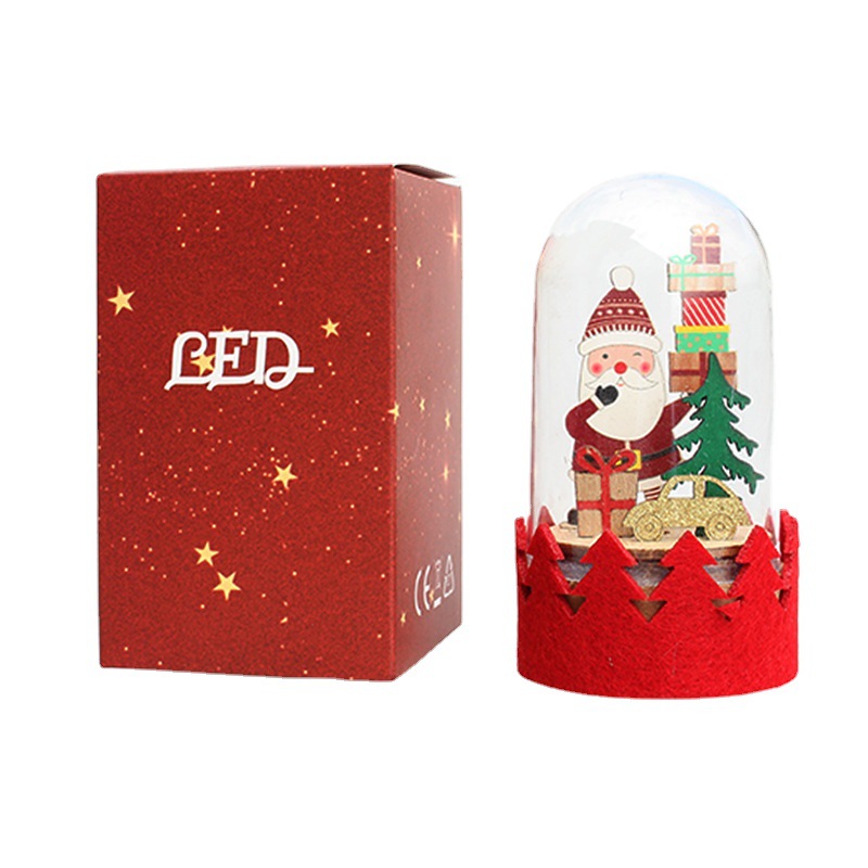 Christmas Decoration LED Wooden Figurine Cartoon Santa and Reindeer Window Display Decor — image 6