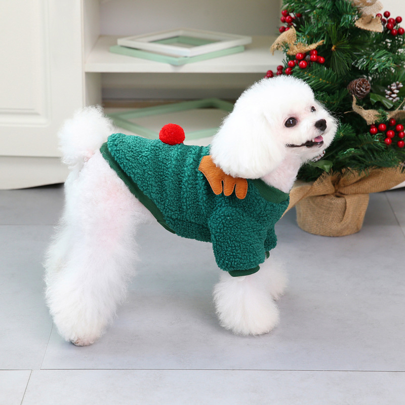Dog Clothes Autumn/Winter Pet Clothes Teddy Small Dog Pet Clothes Winter 21 Christmas Tree Velvet Clothes — image 11