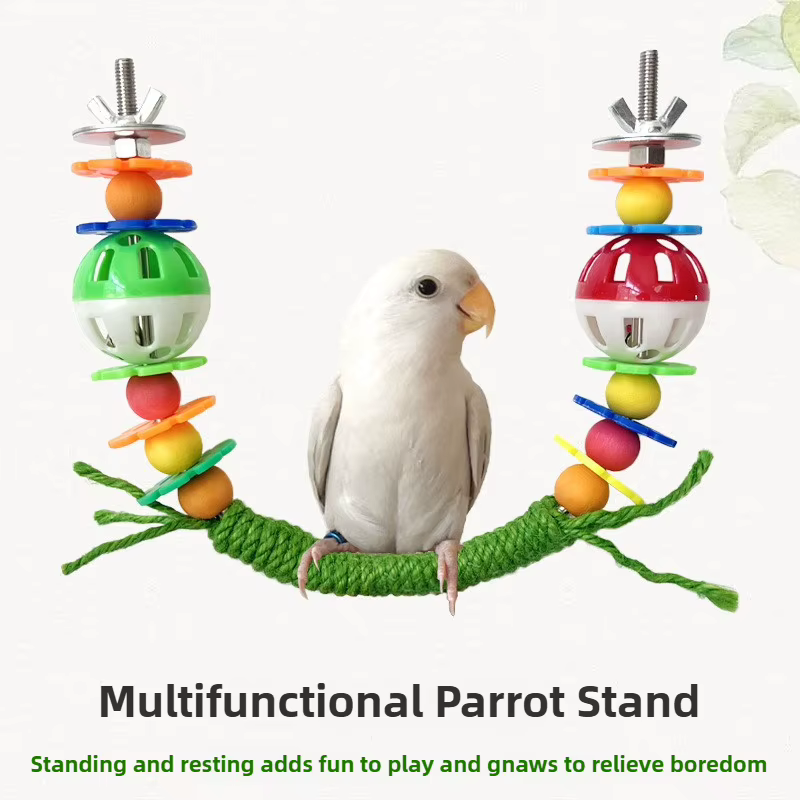 Juguetes de Colgar para Pájaros Coloridos con Campana y Cuerdas - Accesorios para Canarios, Budgies y Periquitos — imagen 1