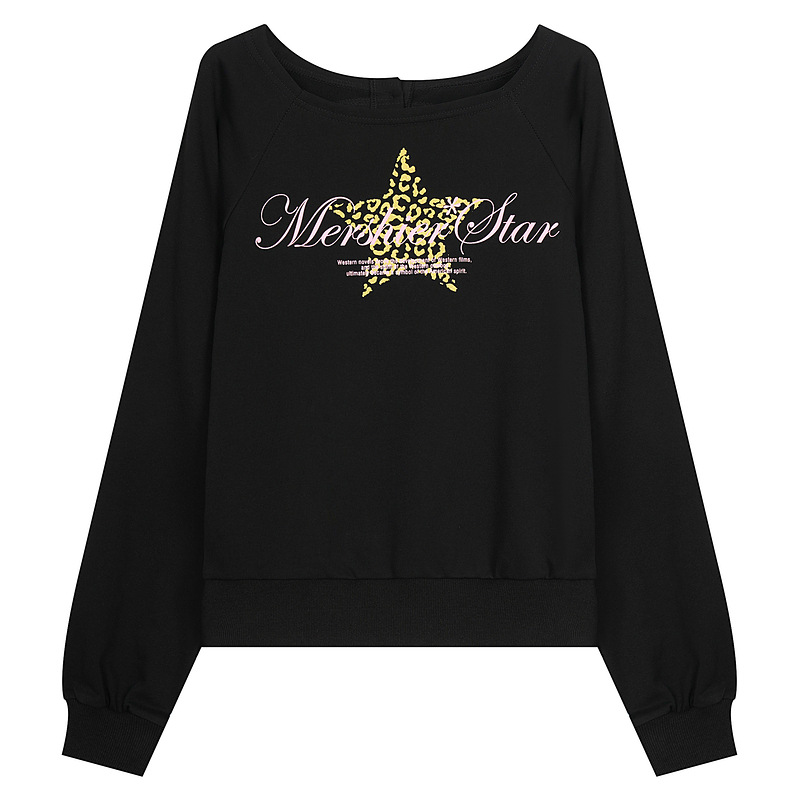 Leopard pattern pentagram flower body letter spicy girl hoodie — image 3