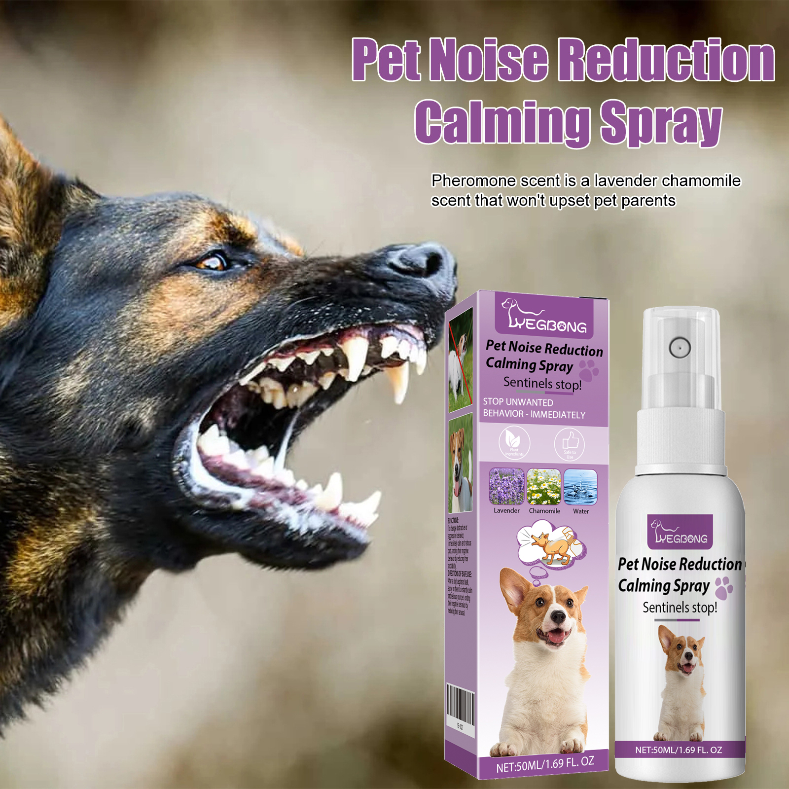 Spray de Reducción de Ruido para Mascotas Yegbong - Calma y Soberna a tu Compañero con Aceites Esenciales — imagen 3