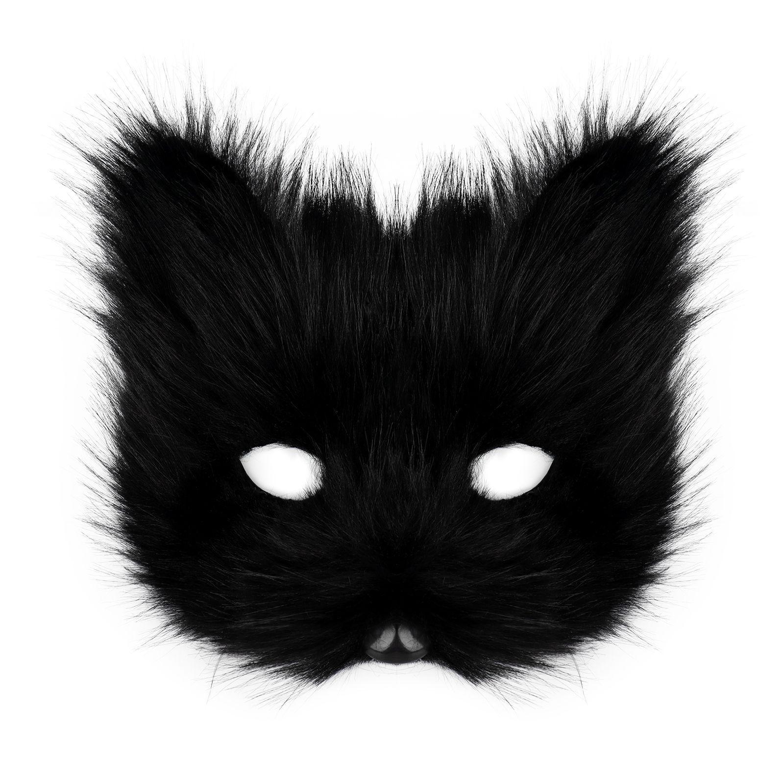 Halloween Party Furry Half-Face Cat Fox Mask Cosplay Cat Face Mask Accessory — image 7