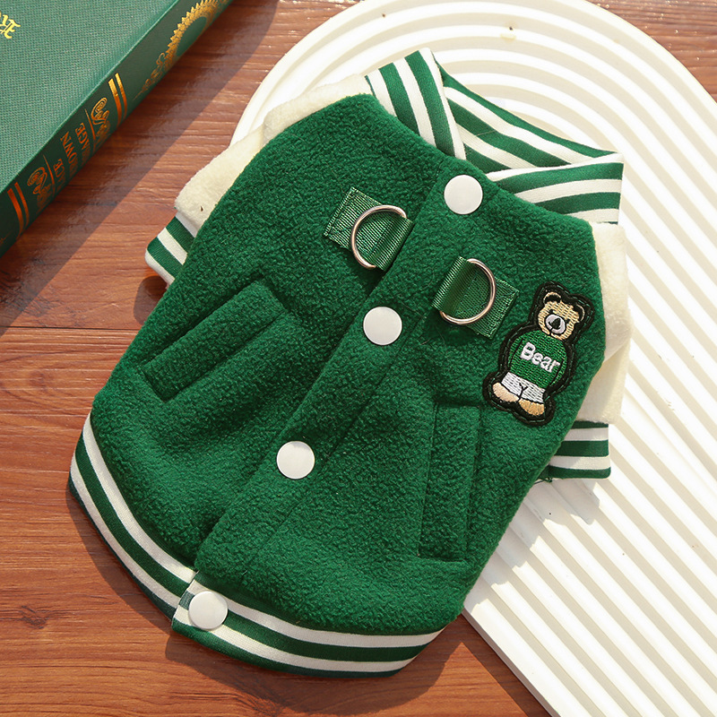 Fleece Dog/Cat Outdoor Jacket - Small/Medium Pets, D-Ring & Buttons — image 2