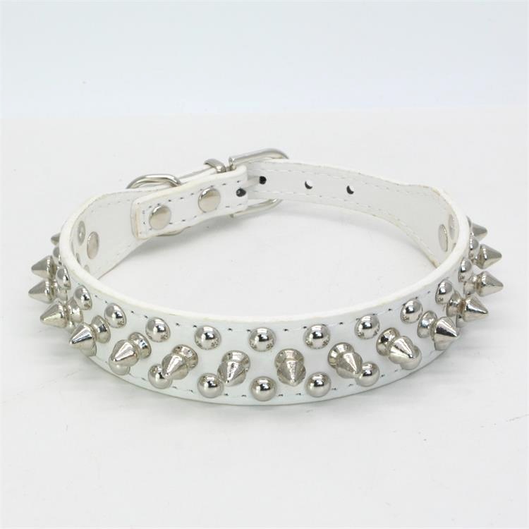 PU Leather Round Head Anti Bite Pet Collar Cool Rivet Nail Bullet Nail Punk Cat Dog Collar — image 6