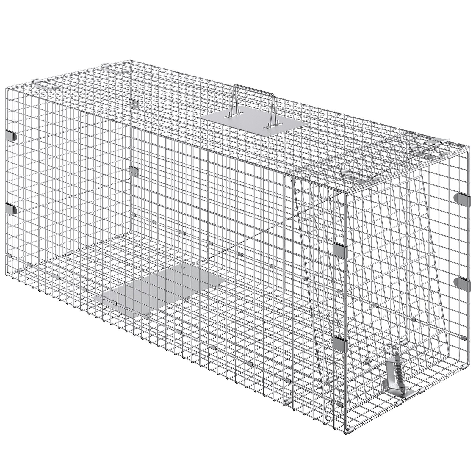 VEVOR Live Animal Cage Trap, Humane Cat Trap Galvanized Iron, Folding Animal Trap With Handle For Stray Dogs, Armadillos, Raccoons, Marmots, Foxes — imagen 6