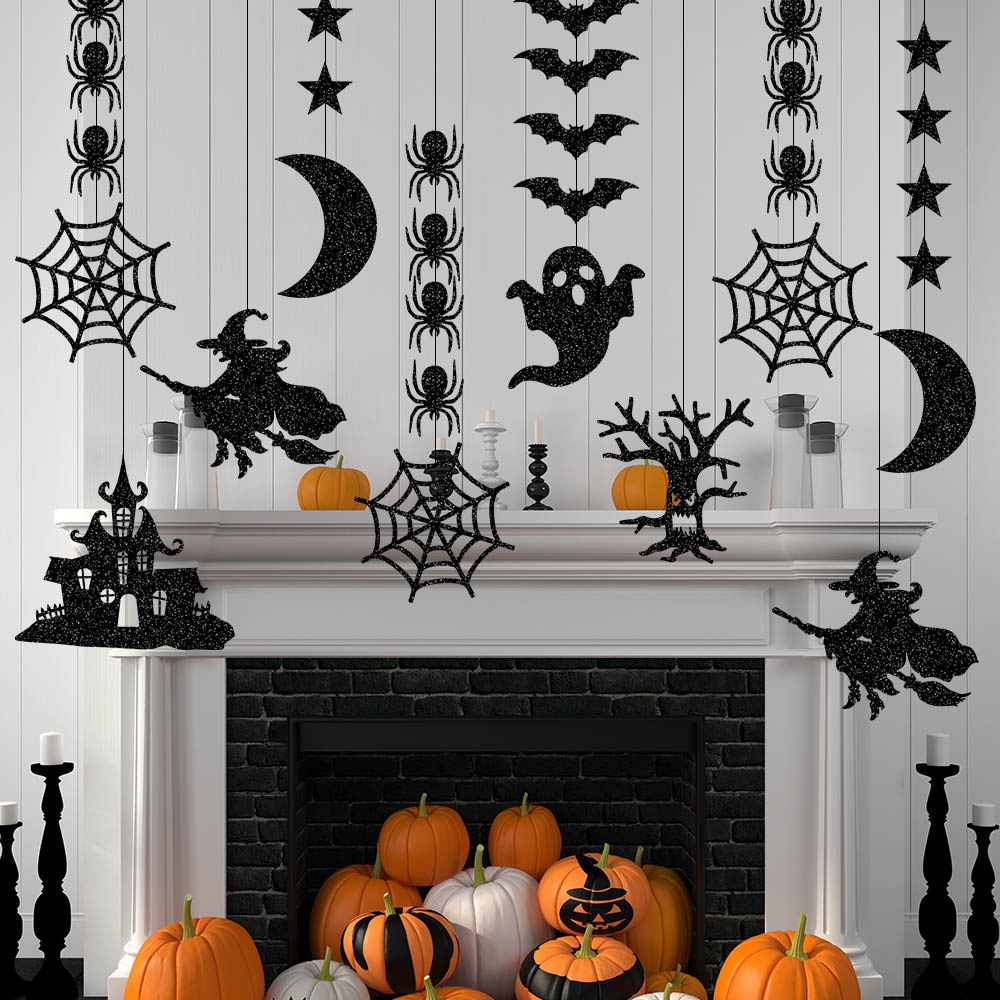 Halloween Decorative Streamer Hanging Decorations, Halloween Spider Witch Ghost Bat Ornaments, Halloween Party Atmosphere Decoration Props 6pcs — image 4