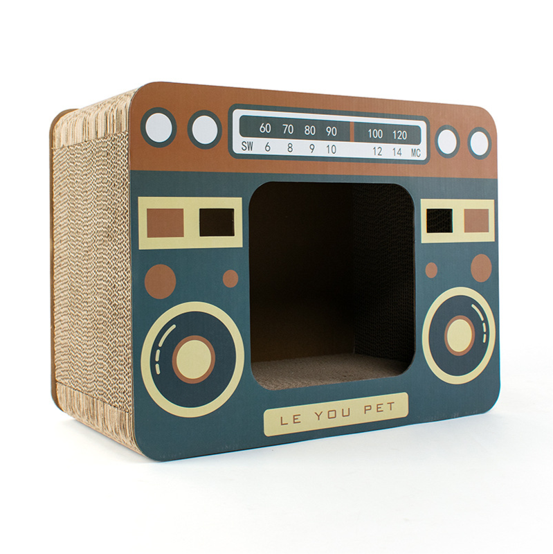 Tablero de Rasguñar para Gatos con Radio/Televisor - Casa de Rasguño para Felinos — imagen 9
