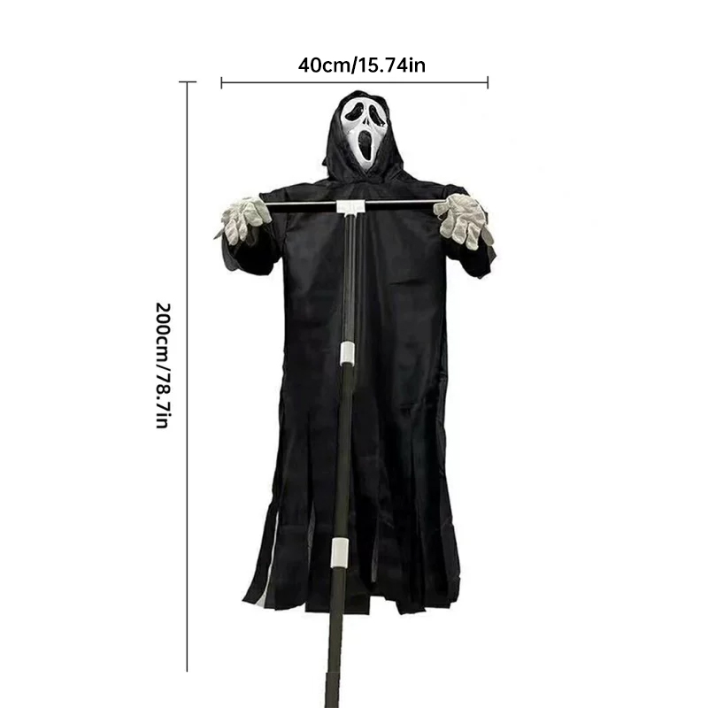 Scary Halloween Ghost Robe Costume with Crow Prop – Horror Phantom Cloak Dress for Men, Women & Cosplay — image 8