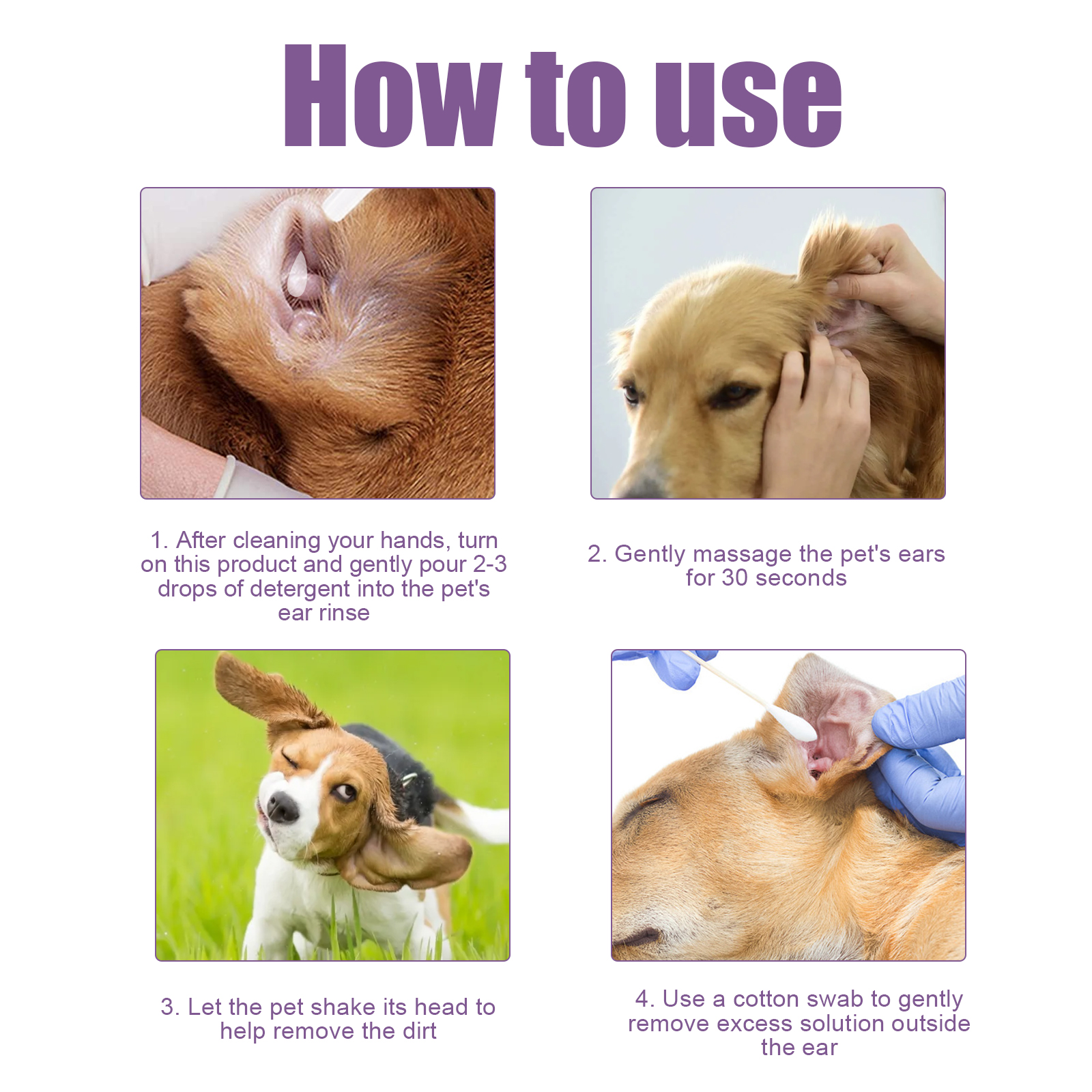Limpieza para Orejas de Mascotas 118ml con Glicerina y EDTA Disódico, Baño Antipruriginoso Antibacteriano Sin Alcohol para Perros y Gatos — imagen 8