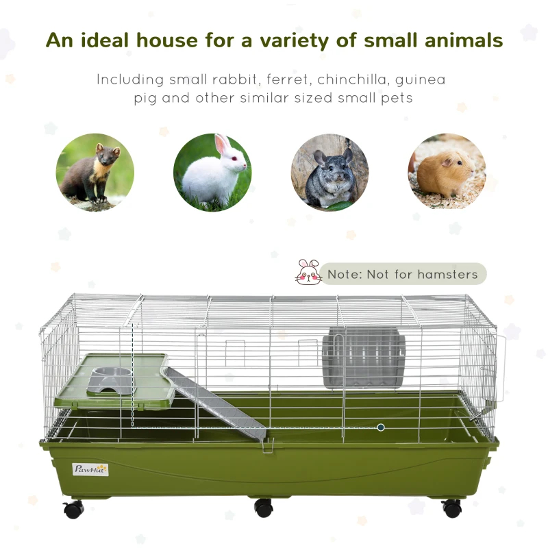 Jaula de 47" para Animales Pequeños, Conejera para Chinchilla y Cuyo, Casa para Mascotas con Plataforma, Rampa, Plato de Comida, Ruedas y Botella de Agua — imagen 10