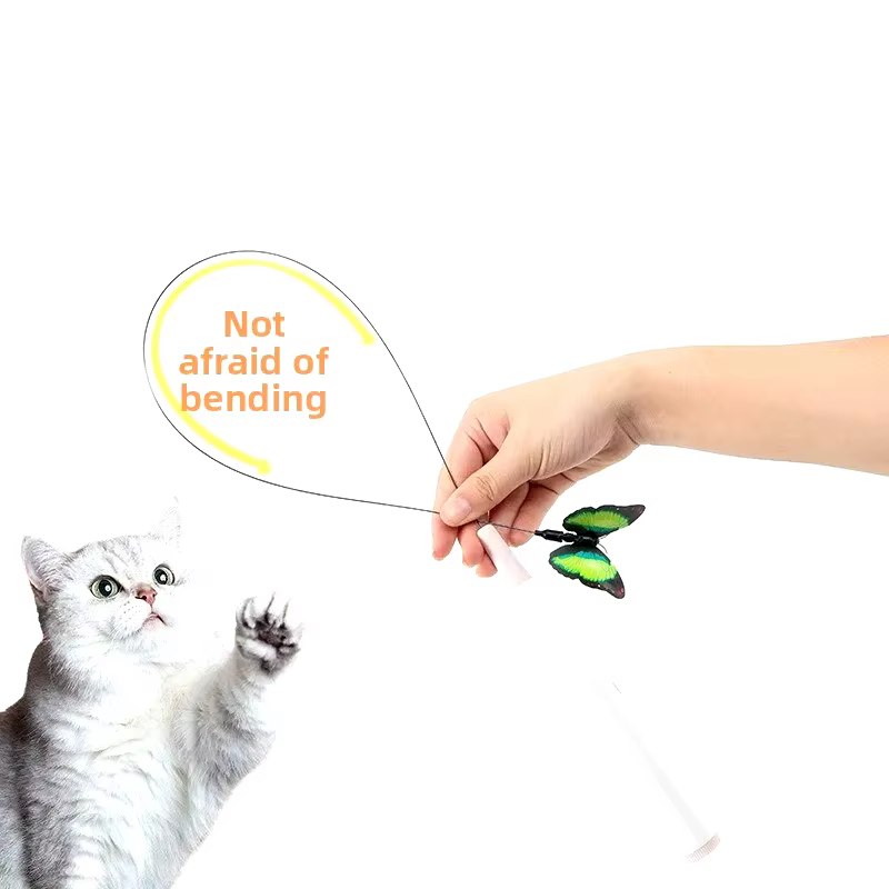 Juguetes de Atracción Eléctricos para Gatos con Cúpula de Succión Volador Mariposa Rodillo de Gato Juguete Autoentretenido para Gatos Largo Cable de Alambre de Acero — imagen 3