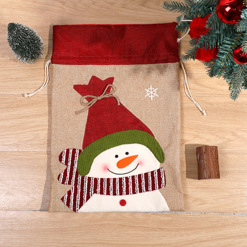 Christmas Snowman Drawstring Bag, Deer Candy Packaging Bag, Christmas Pendant Size, Gift Bag — image 5